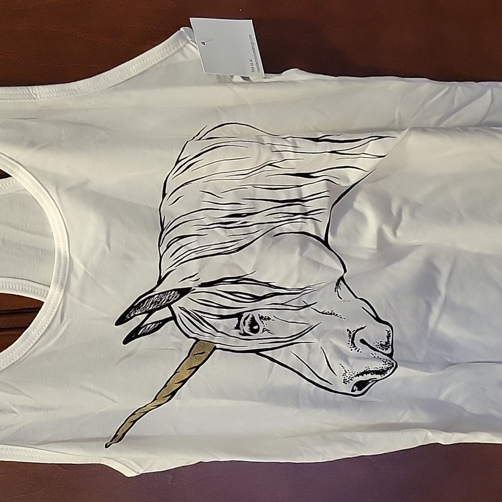 White Tank Top Unicorn Counter Couture Sz Large Womens NWT